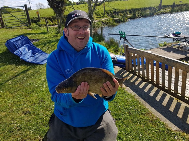 Lee is a 'happy chappy with this bream out of peg 8 at Lane Head. 11/05/2019