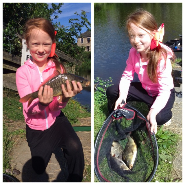 Ella's first time fishing. Three nice carp in peg 1. 8/7/17