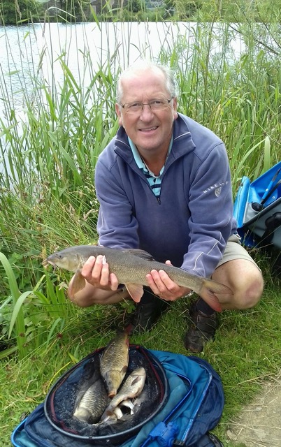 Nigel with a nice barbel from peg 2 on pellet. 7/7/17