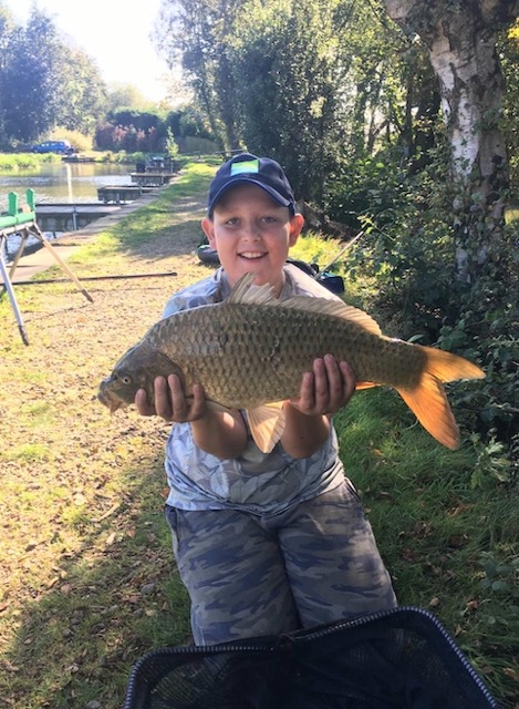 Alex with his fantastic Ghost Carp caught on pellet waggler. He chased this fish around in his swim all day and finally got his reward. This is a personal best and weighed in a 7lb 3oz!